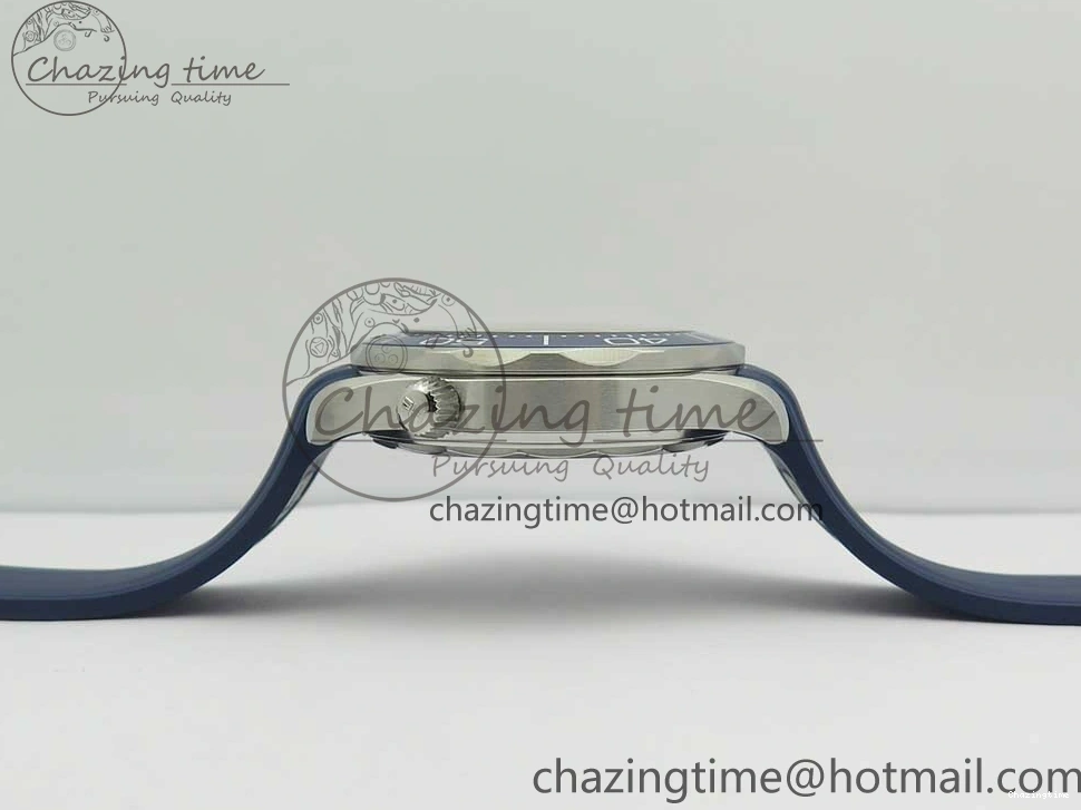 0123 StreetReady 2018 Seamaster Diver 300M VSF 1:1 Best Edition Blue Ceramic Gray Dial on Blue Rubber Strap A8800 V2 (Black Balance Wheel) 7963